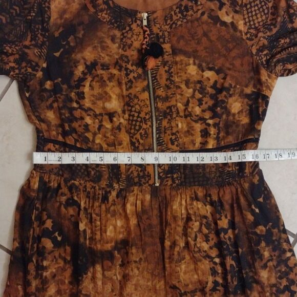 Soft Surroundings Venetian Midi Dress orange black zip top 3/4 sleeve fall 12 - Picture 7 of 12